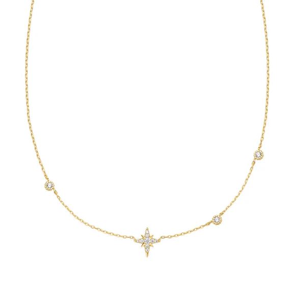 Sterling Silver Gold Plated Star CZ Necklace - Ania Haie