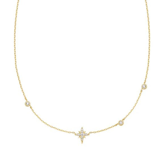 Sterling Silver Gold Plated Star CZ Necklace - Ania Haie