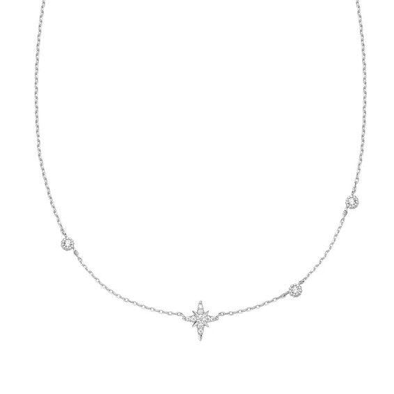 Silver Eight-Pointed Star CZ Necklace - Ania Haie