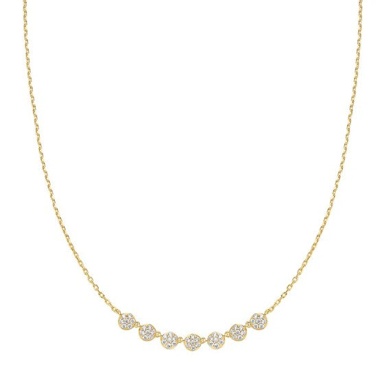 Gold Tone Pave Multi Beaded Chain Necklace