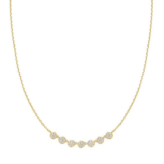 Gold Tone Pave Multi Beaded Chain Necklace