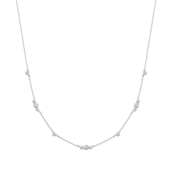 Silver Sparking Bezel Cubic CZ Necklace