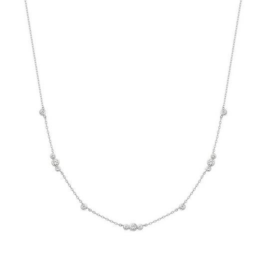 Silver Sparking Bezel Cubic CZ Necklace