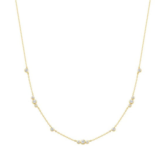 Sterling Silver Gold Plated Sparkling Bezel Cubic CZ Necklace