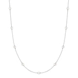 Silver Shell Pearl Station Chain Necklace