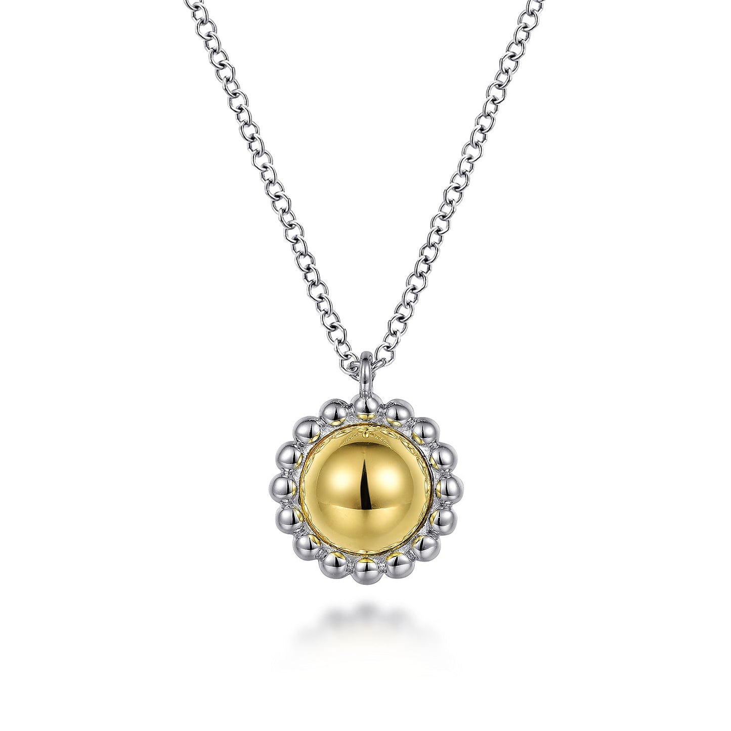 Sterling Silver & 14K Yellow Gold Round Bujukan Bead Pendant Necklace