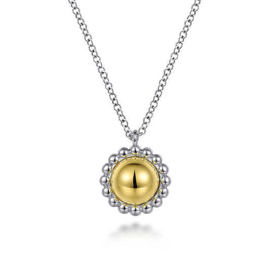Sterling Silver & 14K Yellow Gold Round Bujukan Bead Pendant Necklace