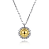 Sterling Silver & 14K Yellow Gold Round Bujukan Bead Pendant Necklace
