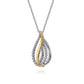 Sterling Silver & 14K Multi Row Teardrop Bujukan Pendant Necklace