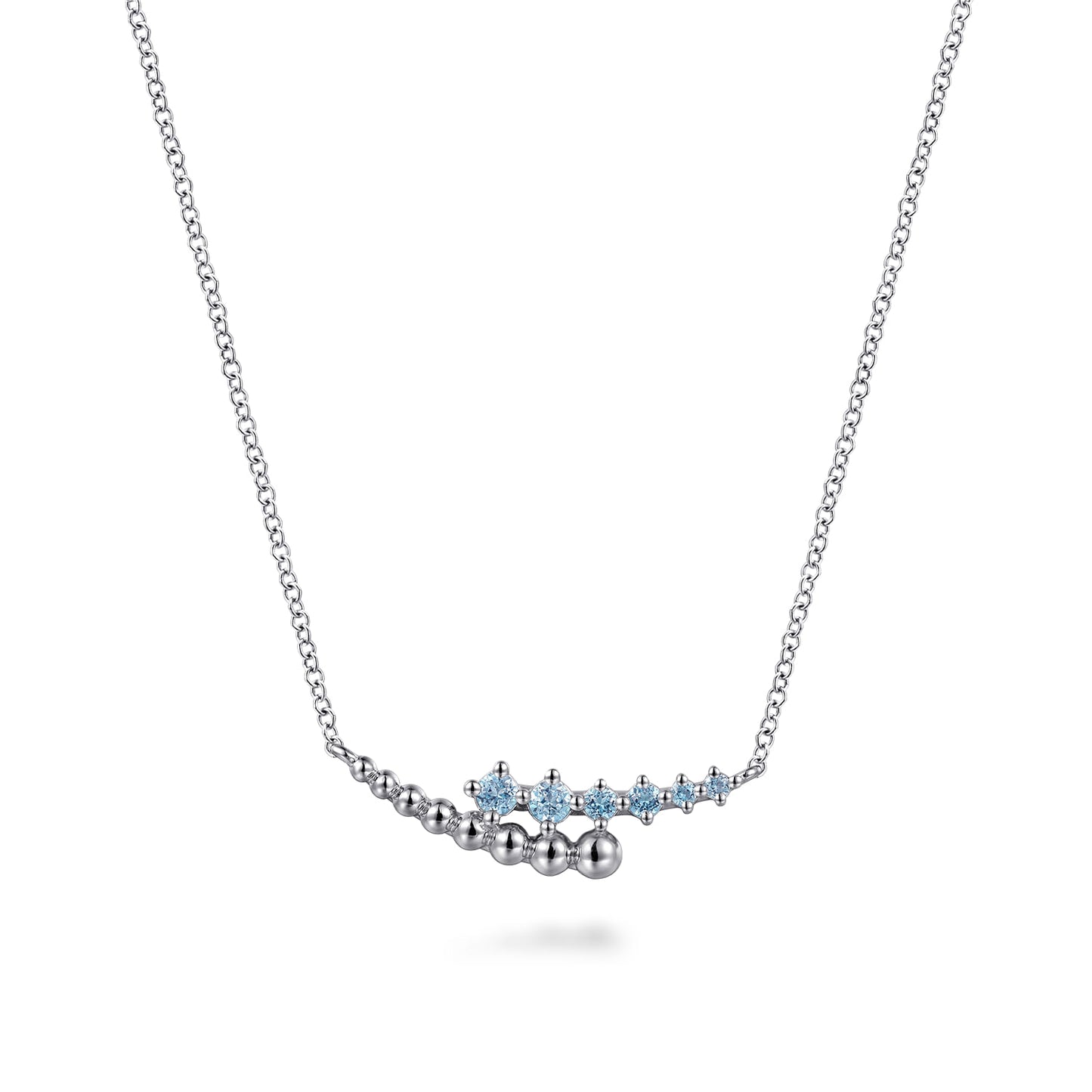 Sterling Silver Bujukan & Blue Topaz Bypass Bar Necklace