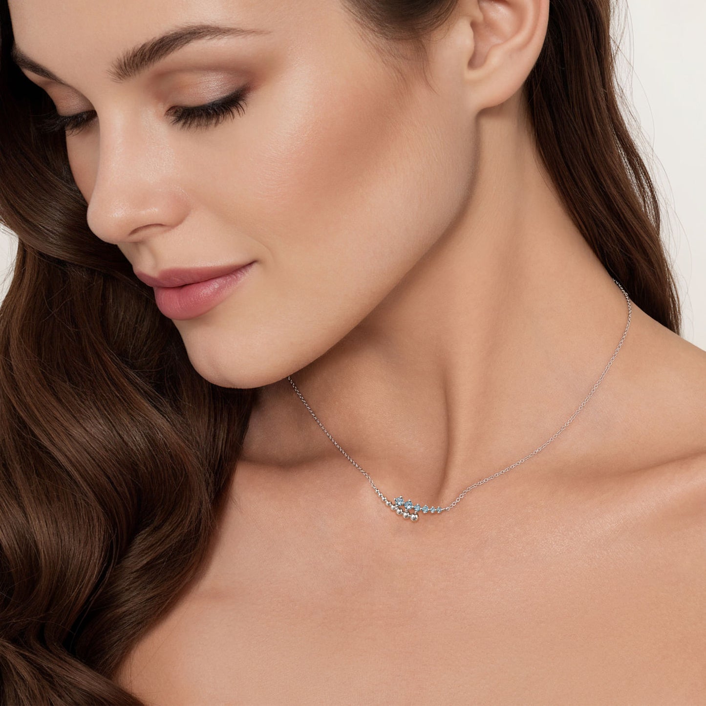 Sterling Silver Bujukan & Blue Topaz Bypass Bar Necklace