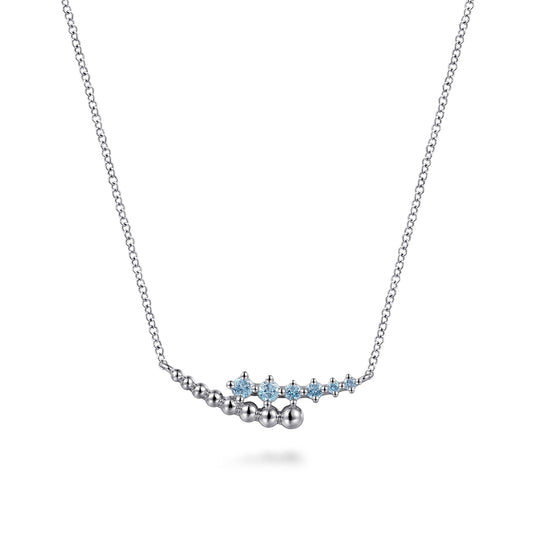 Sterling Silver Bujukan & Blue Topaz Bypass Bar Necklace