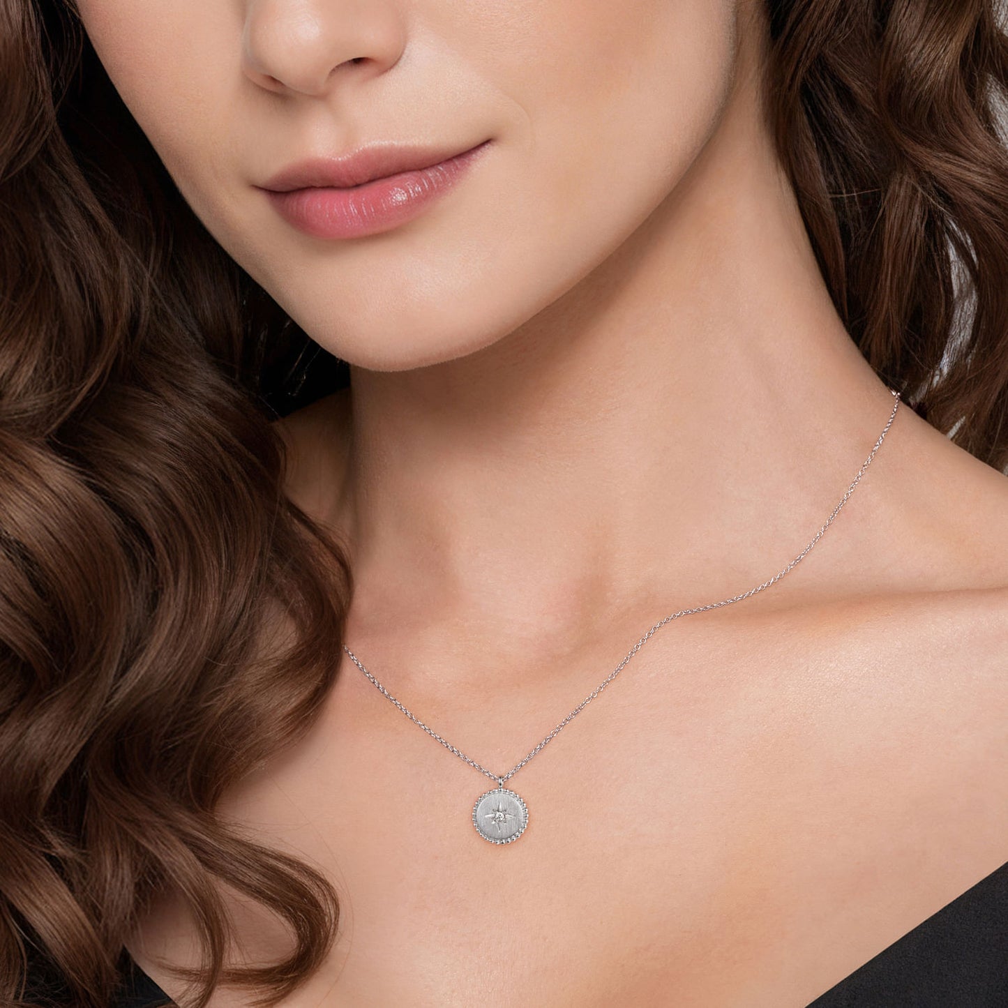 Sterling Silver Diamond Bujukan Starburst Medallion Pendant Necklace