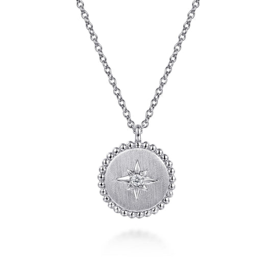 Sterling Silver Diamond Bujukan Starburst Medallion Pendant Necklace