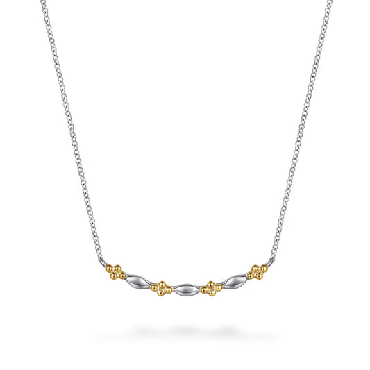 Sterling Silver & 14k Yellow Gold Bujukan Two Tone Bar Necklace