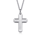 Sterling Silver Geometric Cross Pendant Necklace 22-Inch