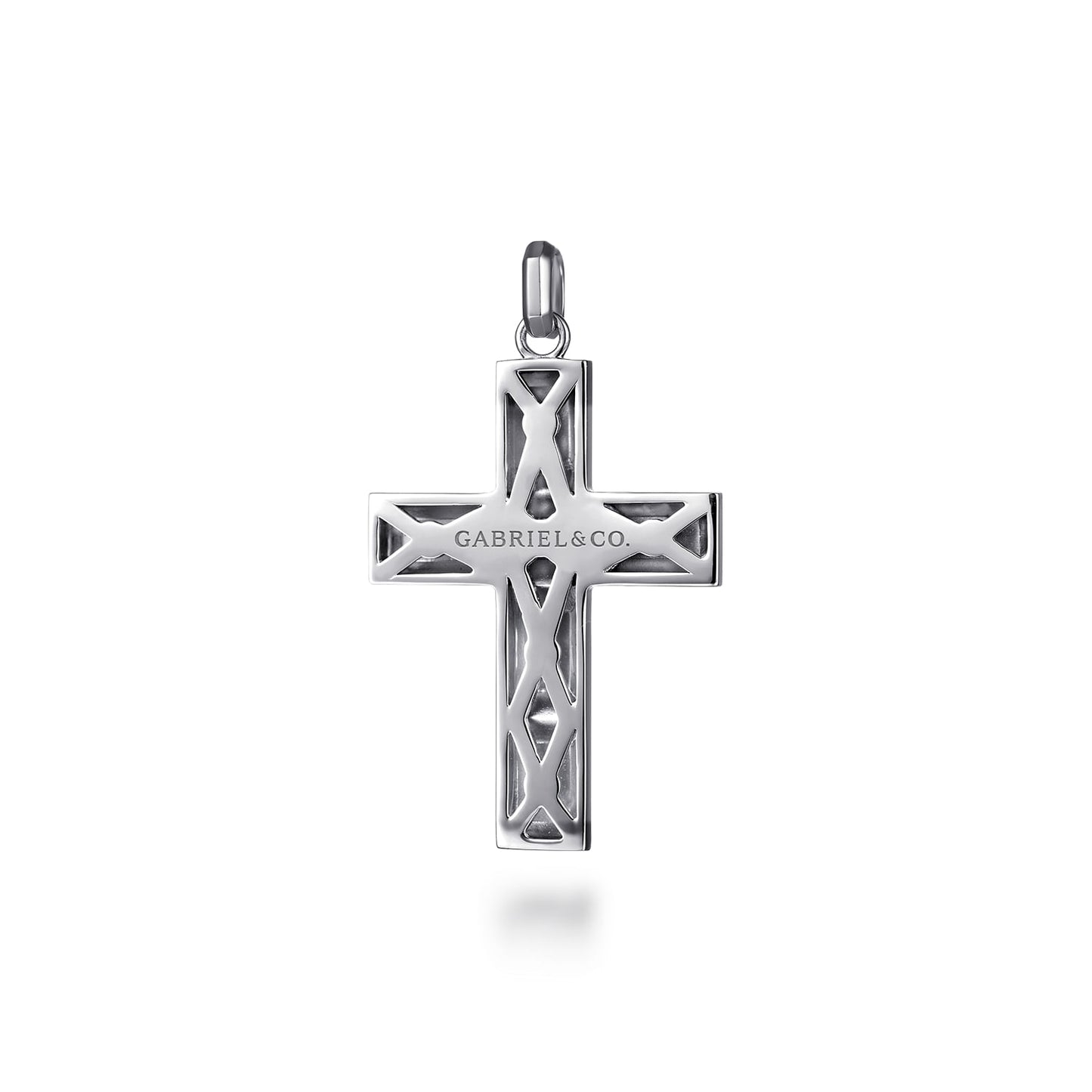 Sterling Silver Geometric Cross Pendant Necklace 22-Inch
