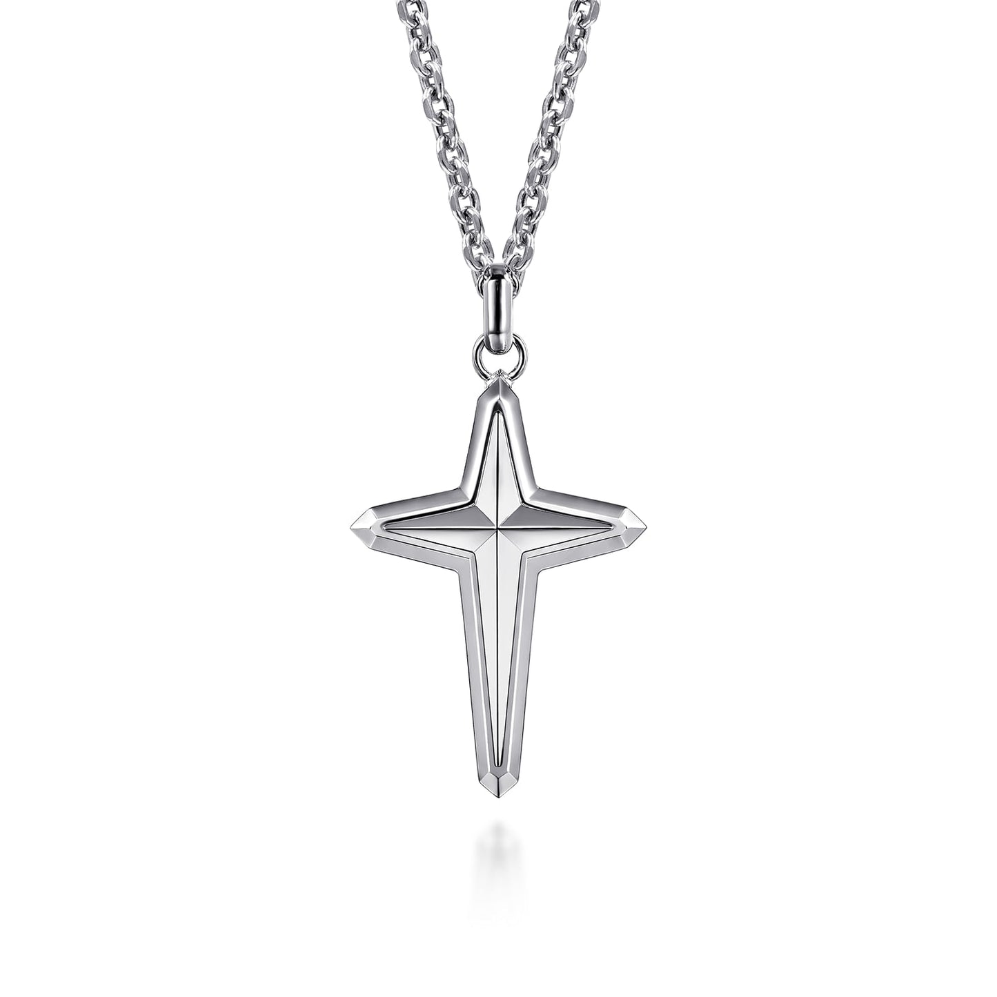 Sterling Silver Contemporary Cross Pendant Necklace 22-Inch