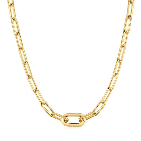 Sterling Silver Gold Plated Linked Chunky Chain Necklace - Ania Haie