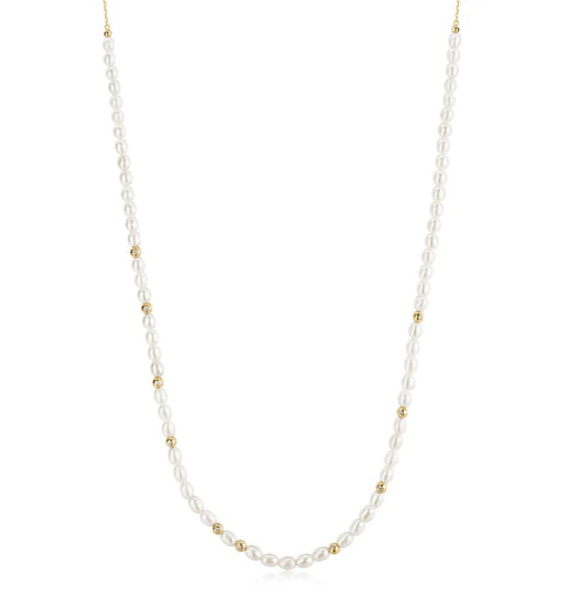 Sterling Silver Gold Plated Freshwater Pearl Necklace - Ania Haie