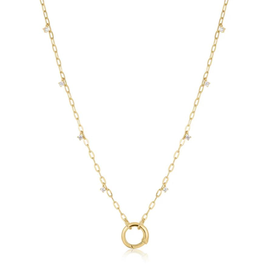 Sterling Silver Gold Plated Shimmer Chain Charm Necklace - Ania Haie