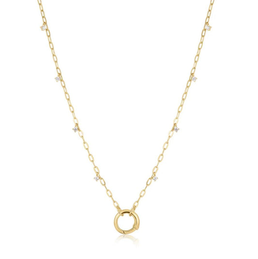 Sterling Silver Gold Plated Shimmer Chain Charm Necklace - Ania Haie