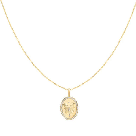 Sterling Silver Gold Plated Butterfly Pendant Necklace - Ania Haie