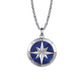 Sterling Silver Diamond & Lapis Compass Pendant Necklace