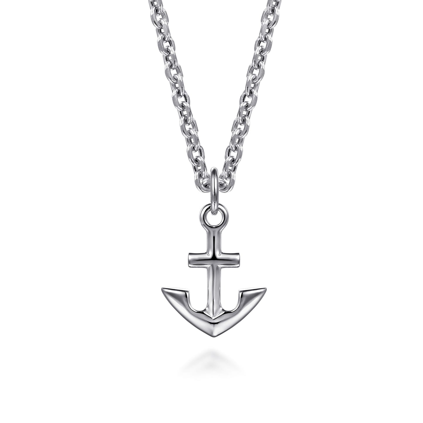 Sterling Silver Anchor Pendant Necklace 22-Inch