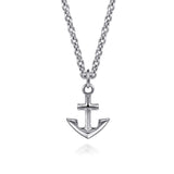Sterling Silver Anchor Pendant Necklace 22-Inch
