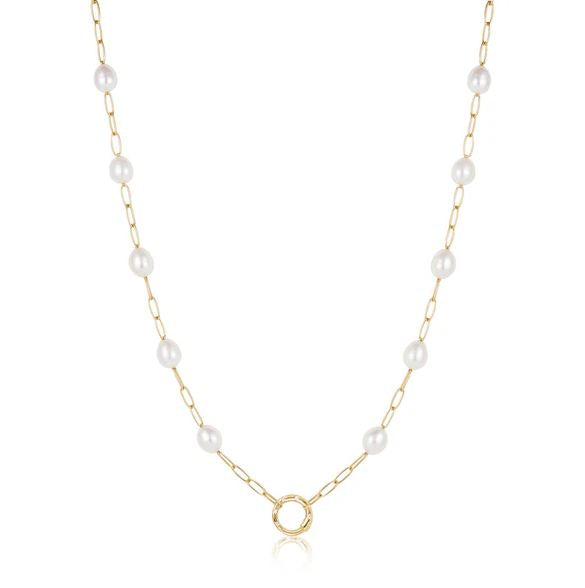 Sterling Silver Gold Plated Pearl Chain Charm Connect - Ania Haie