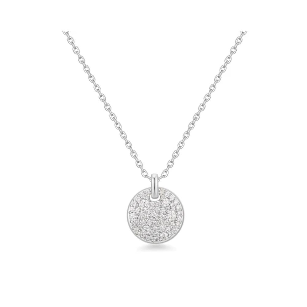 Large Pave Disc Necklace