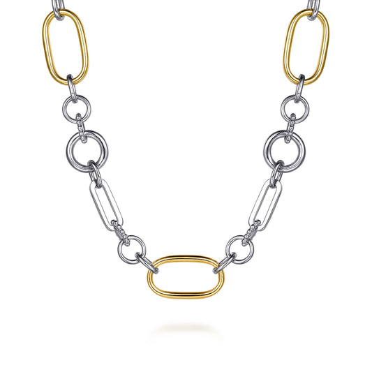 14K & Sterling Silver Bujukan Chain Link Necklace 17-Inch