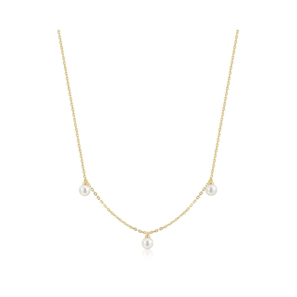 Triple Shell Pearl Station Necklace