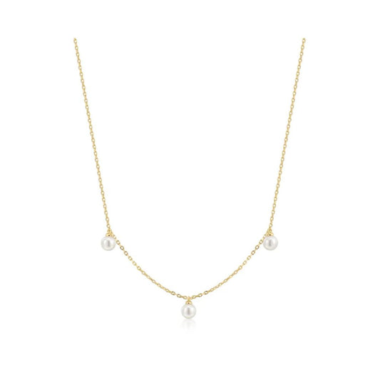Triple Shell Pearl Station Necklace