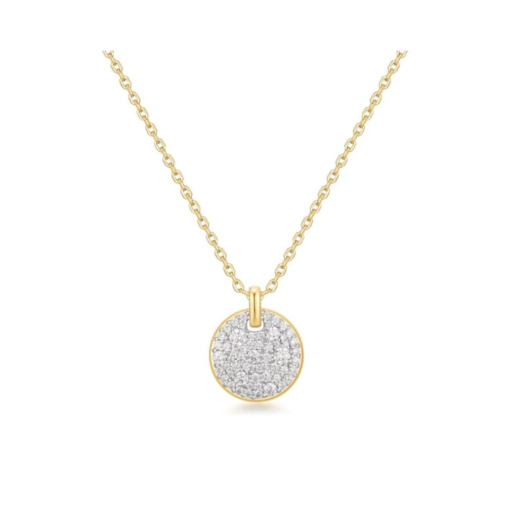 Large Pave Disc Necklace