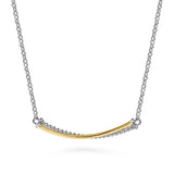 14K & Sterling Silver Bujukan Criss Cross Bar Necklace