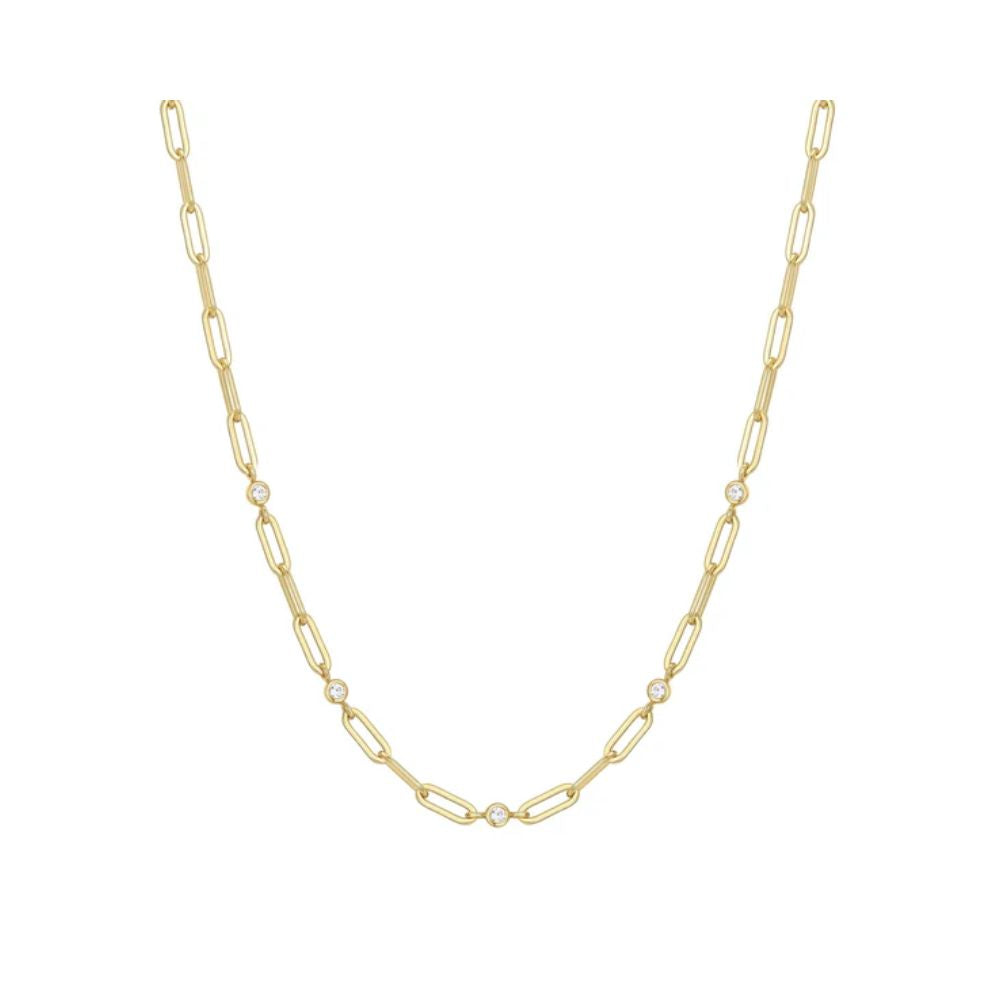 Bezel Station Paper Clip Chain Necklace