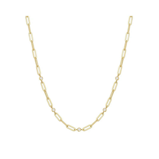 Bezel Station Paper Clip Chain Necklace