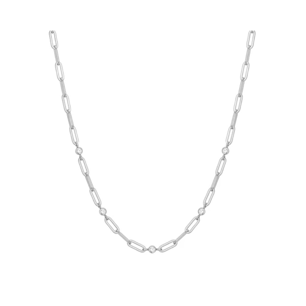 Bezel Station Paper Clip Chain Necklace