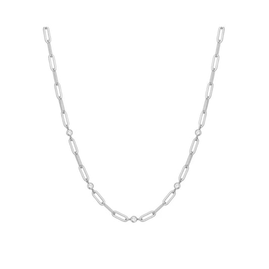 Bezel Station Paper Clip Chain Necklace