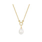 Linked Shell Pearl Drop Pendant Necklace