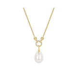 Linked Shell Pearl Drop Pendant Necklace