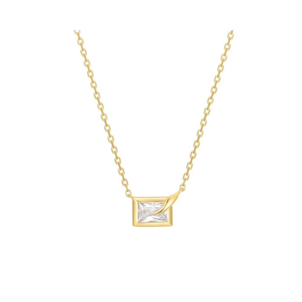 Sparkling Bezel-Set Cube Necklace