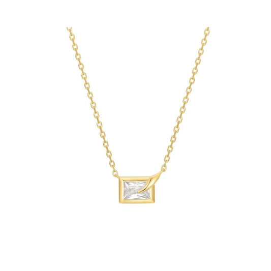 Sparkling Bezel-Set Cube Necklace