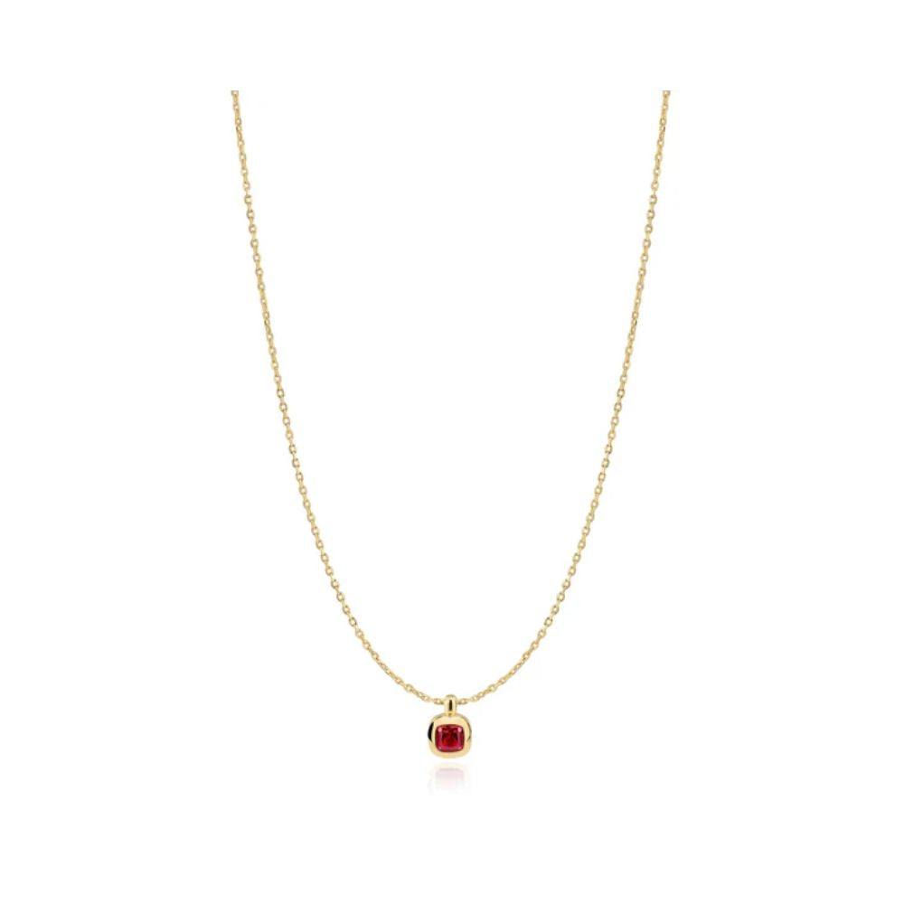 Plated Crimson Solitaire Necklace