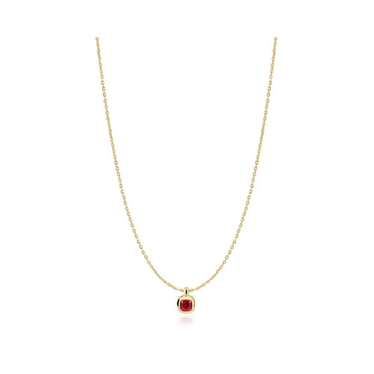 Plated Crimson Solitaire Necklace