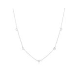Pave Puffed Heart Station Necklace