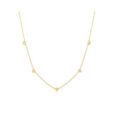 Pave Puffed Heart Station Necklace