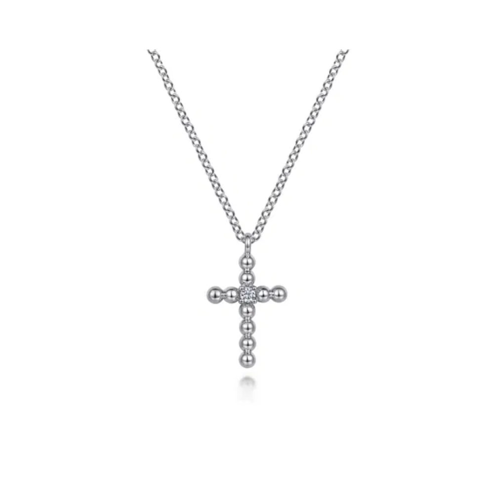 Pendant Necklace Cross 925 Sterling Silver Diamond